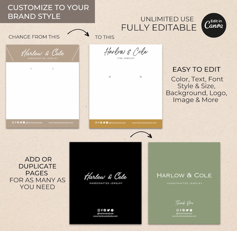 Editable Necklace Display Card Template Canva Printable - Etsy UK