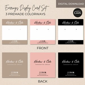 Earrings Display Cards Template Canva Editable, Printable Earrings ...
