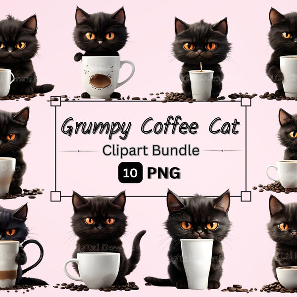 Grumpy Coffee Cat Clipart 10 Png, Angry Kitty, Grumpy Cat Graphics, Cat Graphical, Funny Animal Clipart, Funny Catful Gifted, Kitty Png