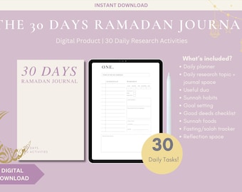 PDF Digital Ramadan Journal, Islamitische digitale download, digitale ramadanplanner