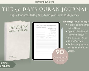 PDF Digitaal Korandagboek | Koran Journaling, Koranstudie, Koranwerkboek, ramadantijdschrift, digitaal islamitisch boek, 90 dagen Korantijdschrift