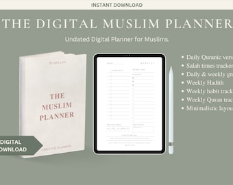 The Muslim Planner | Digital daily islamic planner, islamic journal, islamic agenda, undated, salah tracker, quran tracker, ramadan journal