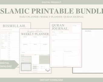 Digital Islamic Planner | Islamic planning printables, digital muslim planner, islamic planner for muslims, quran journal, islamic journal