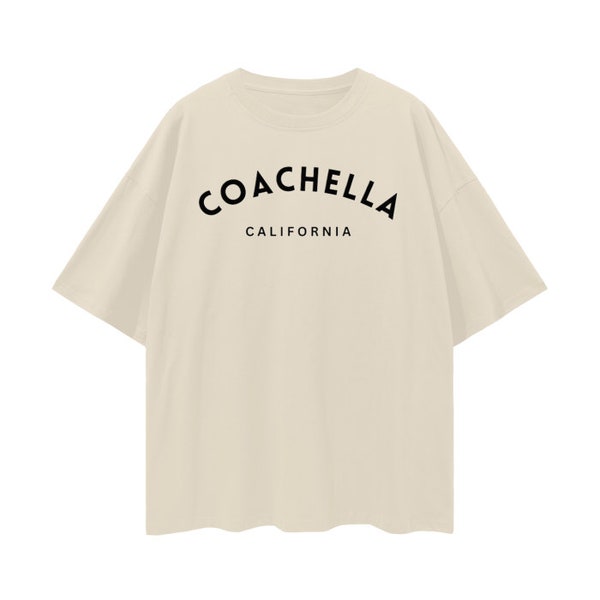 Coachella California Comfort Color Tshirt, Streetwear Unisex 100% Cotton Loose Basic Tee, Neutral Oversized Tshirt