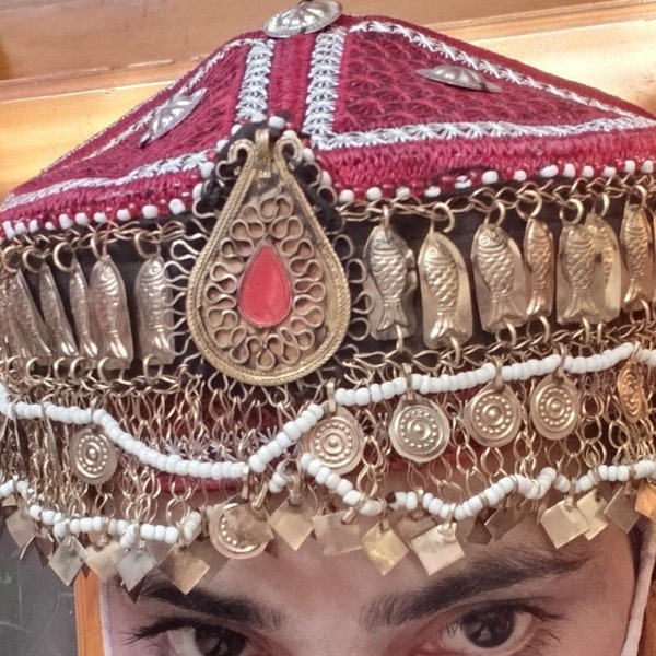 Coiffe tribale afghane Kuchi Matha Patti, casquette Haleem style sultan