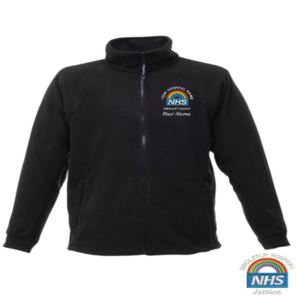 Embroidered Rainbow Logo Fleece Jacket. Complies with NHS identity guidelines