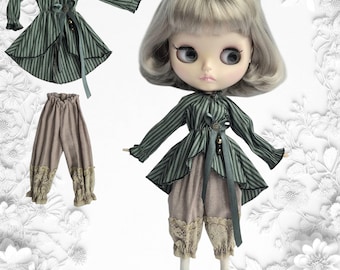 Completo boho da 2 pezzi per bambola Blythe Obitsu Pullip: camicia a maniche lunghe, mutandoni lunghi. Completo boho per Blythe - fatto a mano.