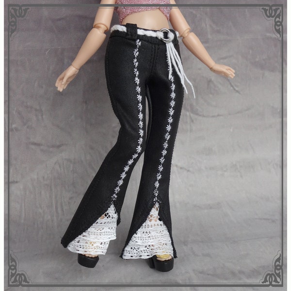 For Rainbow Shadow High doll - black and white stretch pants - hand made