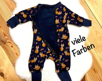 Schlafanzug Winter Pyjama | Fleece Overall Füchse Baby | Waldtiere | Kinder | Spielanzug Onesie | Strampler Geschenk | Homecoming Outfit