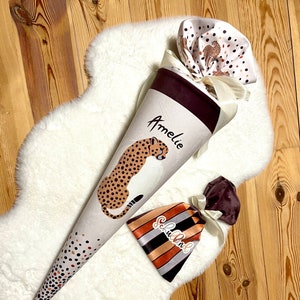 Schultüte Leopard passend zum School Mood Leopard Schulranzen Stoff | personalisierbar Name | Zuckertüte Mädchen Jungen | 70cm