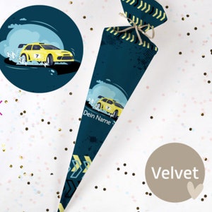 Schultüte Rennwagen passend zum School Mood Elias Schulranzen Stoff | personalisierbar Name | Zuckertüte Mädchen Jungen | 70cm