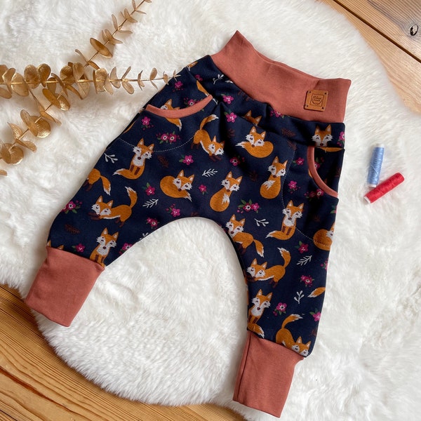 Pumphose Knickerbocker Baby Kinder  | Füchse | Waldtiere Alpenfleece | Hose | Herbst Winter | Geschenk | Mitwachshose | Jogginghose |