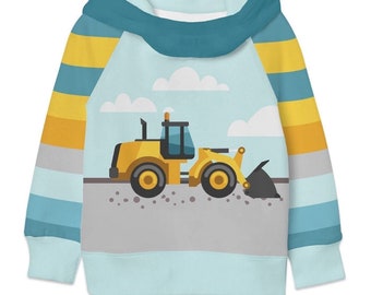 Sweater excavator wheel loader construction site | boys | warm hoodie siblings | Children Baby | Sweatshirt | Gift | kindergarten