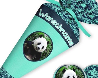 School cone panda little panda step by step panda bear fabric | Sibling bag | with name | Sugar cone girls boys | 35cm 70cm