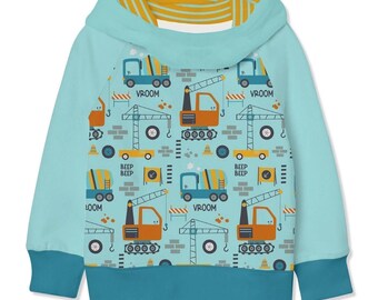 Pullover Baustelle Bagger | Jungen | warmer Hoodie Geschwister Outfit | Kinder Baby | Sweatshirt | Geschenk | Kindergarten