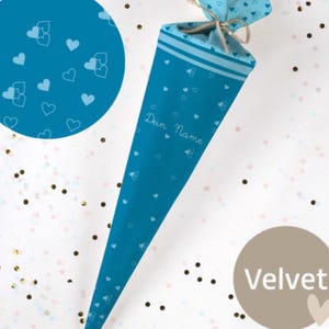 Schultüte blaue Herzen | Blue hearts Step by Step | Stoff | personalisierbar Name | Zuckertüte Mädchen Jungen | 70cm