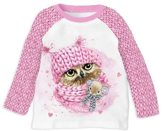 Pullover Eule Kinder | rosa Eulen Pulli | Kleidung Junge Mädchen | Baby | Sweatshirt | Kindergarten Krippe | Kinderkleidung