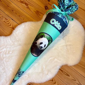 Schultüte Panda little Panda Step by Step Pandabär Stoff | Geschwistertüte | mit Name | Zuckertüte Mädchen Jungen | 35cm 70cm