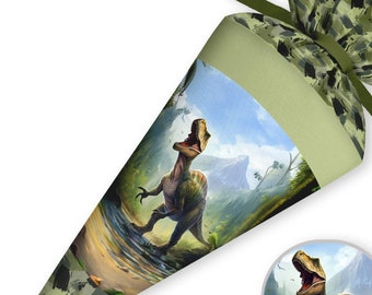 School cone dinosaur Dino Night Tyro T-Rex fabric | Sibling bag | customizable with name | Sugar cone girls boys | 35cm 70cm