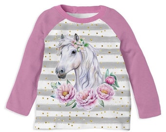 Pullover Pferd Kinder | rosa Pferde Pulli | Kleidung Junge Mädchen | Baby | Sweatshirt | Kindergarten Krippe | Kinderkleidung