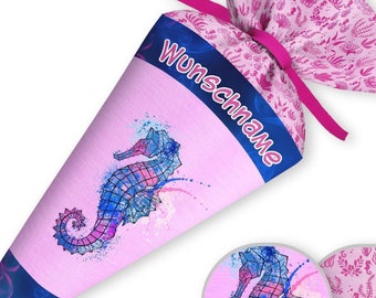 Schultüte Seepferdchen Star Seahorse Zoe Meer Meerestiere Stoff | Geschwistertüte | Name | Zuckertüte Mädchen Jungen | 35cm 70cm