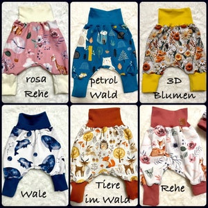 Pumphose 44-122 Frühjahr Frühling viele Motive Baby Kinder Frühchen kurze Hose Mädchen Junge Mitwachshose Krabbelhose Haremshose Bild 8