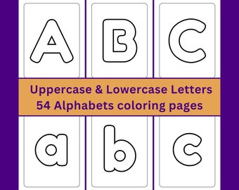 Dibujos para colorear del alfabeto: Hoja de trabajo con mayúsculas y minúsculas (PDF)