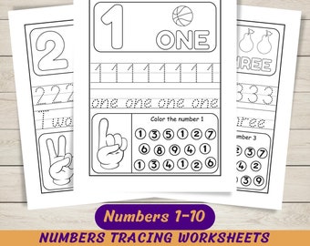 Hojas de trabajo de rastreo de números para preescolar: Actividades de reconocimiento de números (PDF)