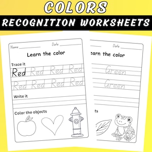 Color Learning Worksheets for Kids | Trace, Write & Color Recognition Printables for Preschool and Kindergarten | PDF Homeschool Activities