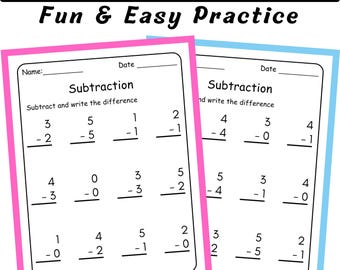 Simple Subtraction Worksheets Within 5 | Kindergarten Math Practice & Early Learning Printables