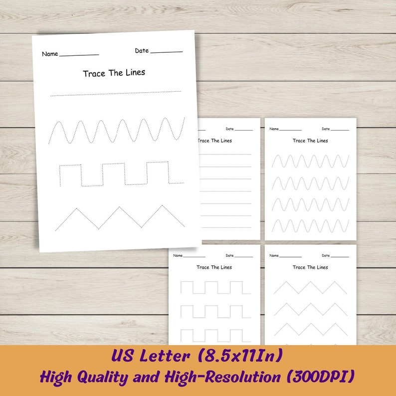Line Tracing Worksheets,printable Preschool Lines Tracing Practice for