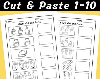 Hojas de trabajo de números recortables para la vuelta al cole: Matemáticas de preescolar y jardín de infancia (PDF)