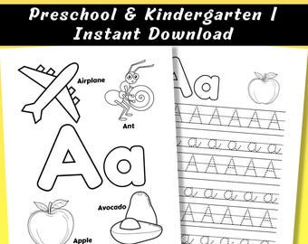 Hojas de trabajo de trazado del abecedario: Práctica de escritura a mano para preescolar y jardín de infancia (archivo PDF)