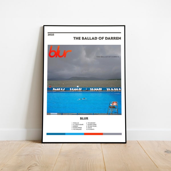 Blur The Ballad Of Darren Album Cover Print Poster Minimalist Album Cover Poster, Album Prints, Digital Download