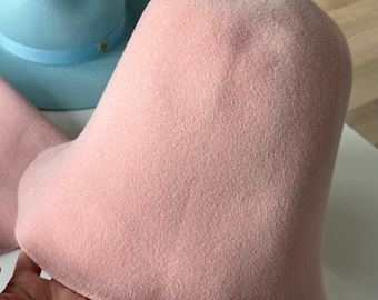Pink premium rabbit furfelt hatbodies | Cones in rabbit felt | For Hatmakers | Dress weight | Velour finish | Millinery