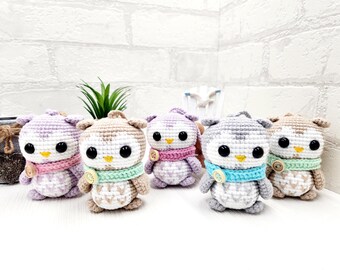 Brelok z sową Amigurumi – Mini zawieszka szydełkowana, uroczy prezent, ręcznie robiony, brelok z sową szydełkową