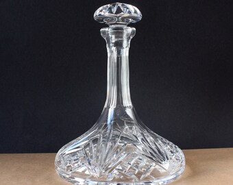 Kristallglas Schiffskaraffe, schwerer Decanter mit flachem Boden aus geschnittenem Glas