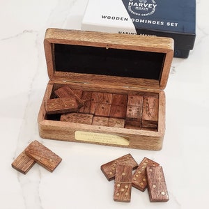 Personalised Wooden Domino Set, Engraved Keepsake Gift