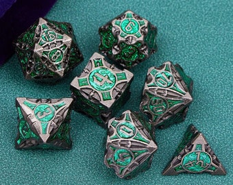 Vintage metal dnd dice set for role playing games , Metal d&d dice set , Full dungeons and dragons dice set dnd , Sharp edge dice set metal