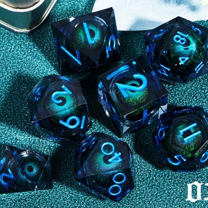 Dragon Eye DND Dice Set with Liquid Core D20 MTG Resin Dice for Dungeons and Dragons, Complete Liquid Core Eye Dice Set #03 Dragon Eye Dice