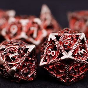 Metal dnd dice set for role playing games , Hollow d&d dice set for dnd gifts , Metal dungeons and dragons dice set , Metal dice set image 1