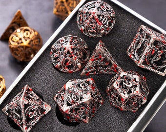 Metal dnd dice set for role playing games , Metal hollow dragon d&d dice set for gift , Metal Dungeons and Dragons Dice Set Dnd