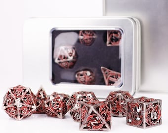 Metal dnd dice set for role playing games , Hollow d&d dice set for dnd gifts , Black dnd dice set metal , Metal sharp edge dice set