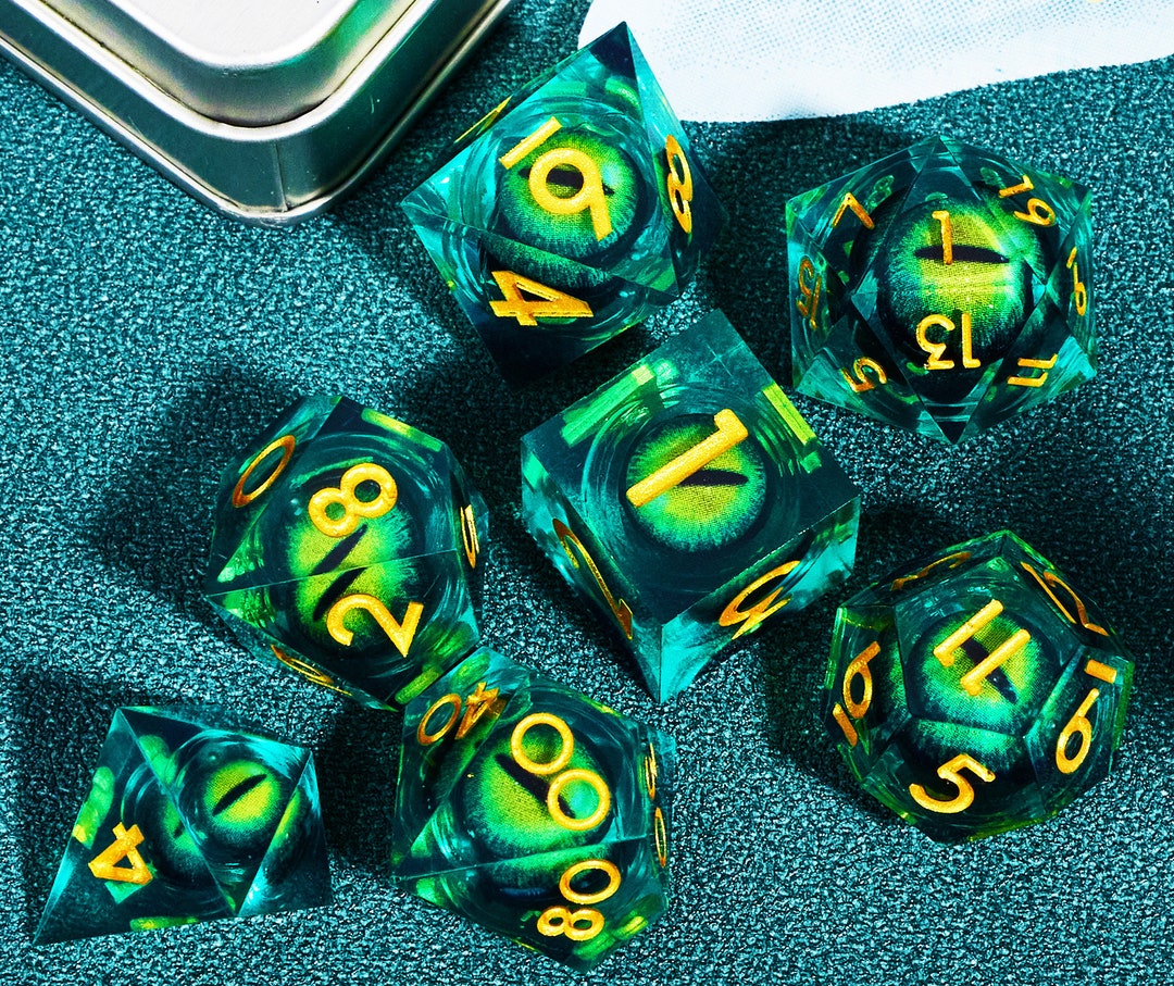 Dragon's Eye Liquid Core Dnd Dice Set , Liquid Core Dice Set for D&D
