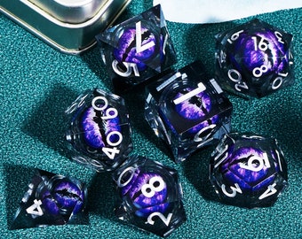 Liquid Core Dragon's Eye dnd dice set for role playing games , Liquid Core Dice Set for Fans and Perfect DND Gift , Resin d and d dice sets