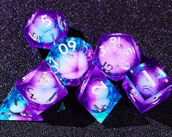 Juego de dados de núcleo líquido para juegos de rol, juego de dados Galaxy dnd núcleo líquido, juego de dados de mazmorras y dragones completos dnd, dados de resina d y d