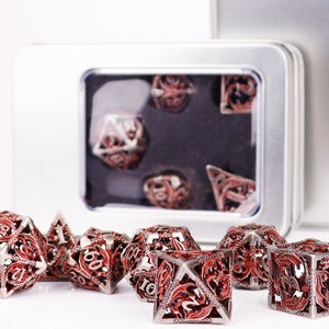 Metal dnd dice set for role playing games , Hollow d&d dice set for dnd gifts , Metal dungeons and dragons dice set , Metal dice set image 7