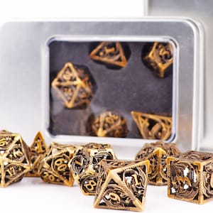 Metal dnd dice set for role playing games , Hollow d&d dice set for dnd gifts , Metal dungeons and dragons dice set , Metal dice set image 9