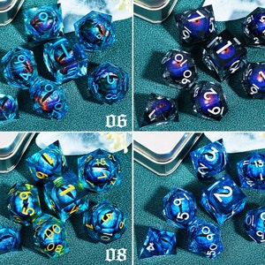 Dragon Eye DND Dice Set with Liquid Core D20 MTG Resin Dice for Dungeons and Dragons, Complete Liquid Core Eye Dice Set Bild 9