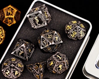 Holle dnd dobbelstenen set voor rollenspellen, metalen d&d dobbelstenen set, Dragon scherpe rand dobbelstenen set, metalen kerkers en draken dobbelstenen set dnd